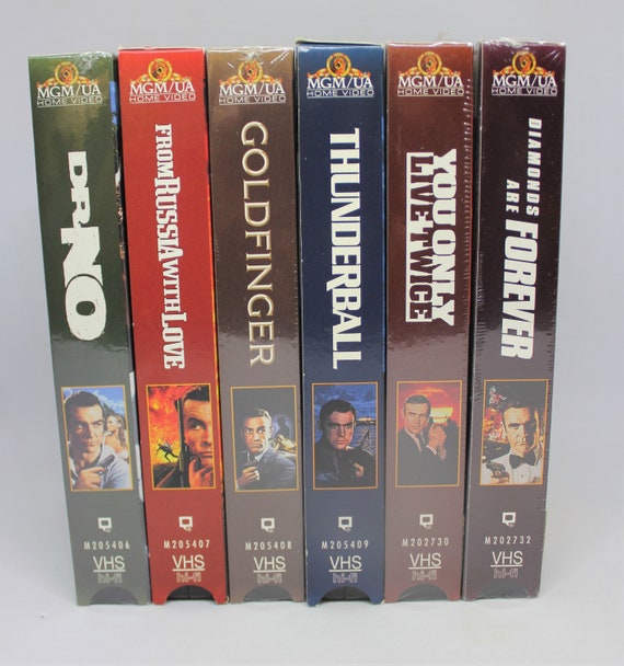 James Bond Set of 6 VHS Tapes/ Dr. No/ Goldfinger/ Thunderball  