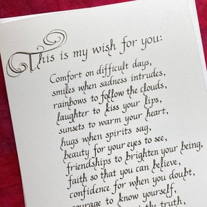 C'est mon souhait pour vous Carte de calligraphie (5 x 7 po.) -- En plein essor, plein d'espoir, encourageant, carte d'anniversaire de 5 x 7 po., vierge à l'intérieur