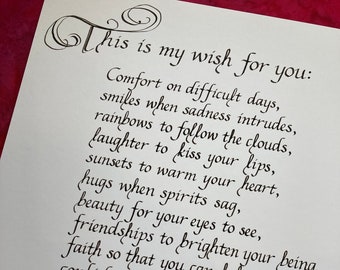 This is my wish for you Calligraphy Print -- 8&quot; x 10&quot; Print -- Wishful, Hopeful, Encouraging quote by Ralph Waldo Emerson