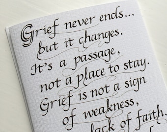 Sympathy Card: Grief Quote Calligraphy (4.25" x 5.5")