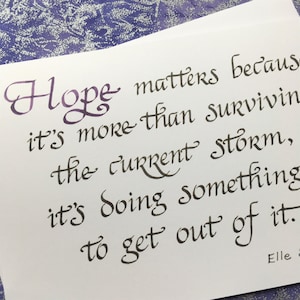 Hope Calligraphy Card (5 "x 7") - Hope Quote Card, kaartformaat 5 x 7 inch, blanco binnenin, hoop gevend, hoop overbrengend in een kaart