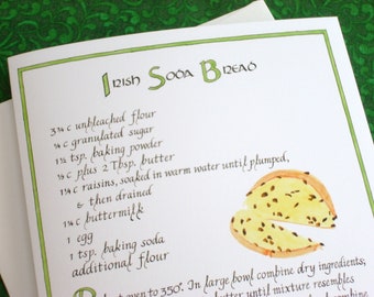 Irish Soda Bread Recipe Card: Calligraphy Art Greeting Card