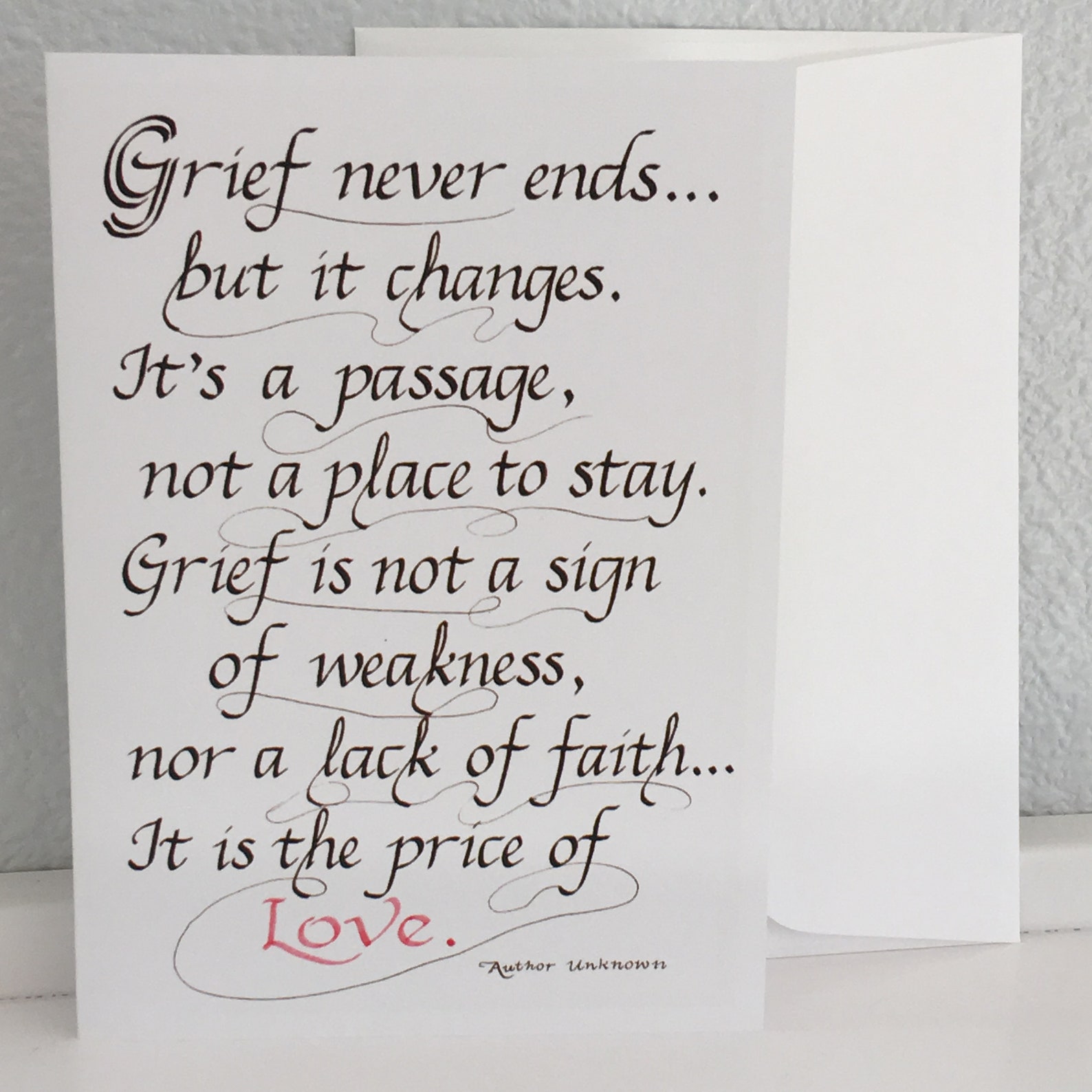 Sympathy Calligraphy Card 5 X 7 Grief Quote - Etsy