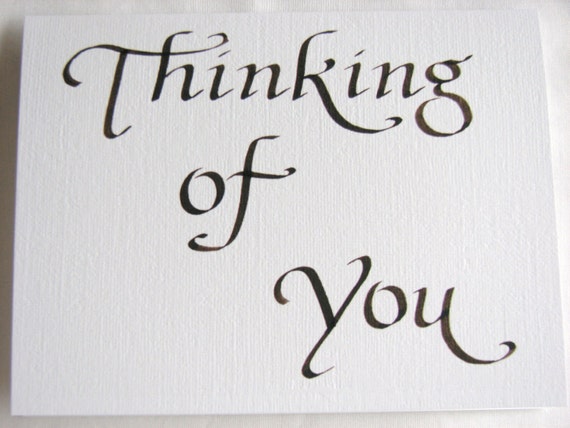 Thinking of You Calligraphy Card 4.25 X 5.5 | Etsy