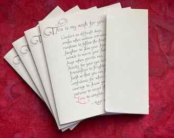 Inspirational Calligraphy Card Set: Emerson Quote, Encouragement Cards