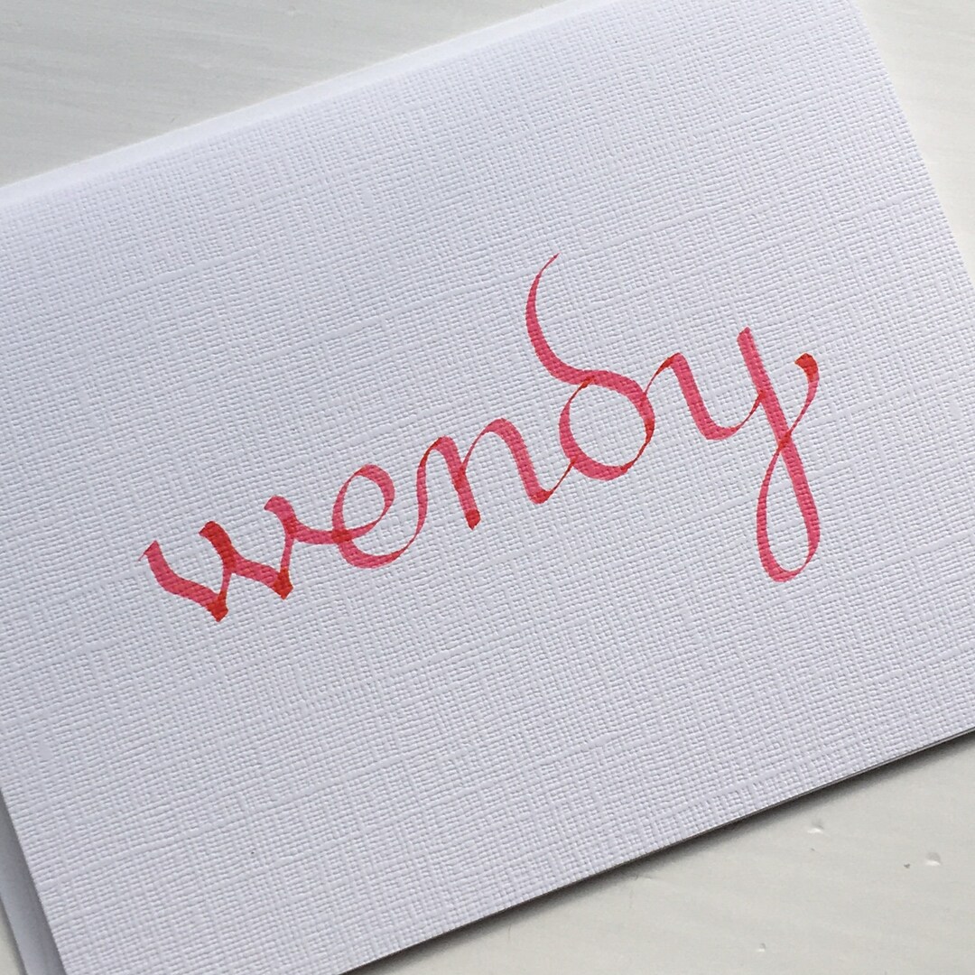 Custom Calligraphy First Name Note Cards Set of 10, Designed ...