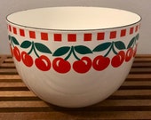 Arabia Finel Vintage Enamel Bowl - Cherries- 1970s
