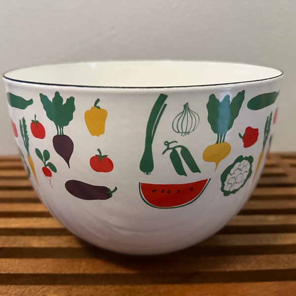 Arabia Finel Vintage Enamel Bowl - Veggie - Kaj Frank - 1960s