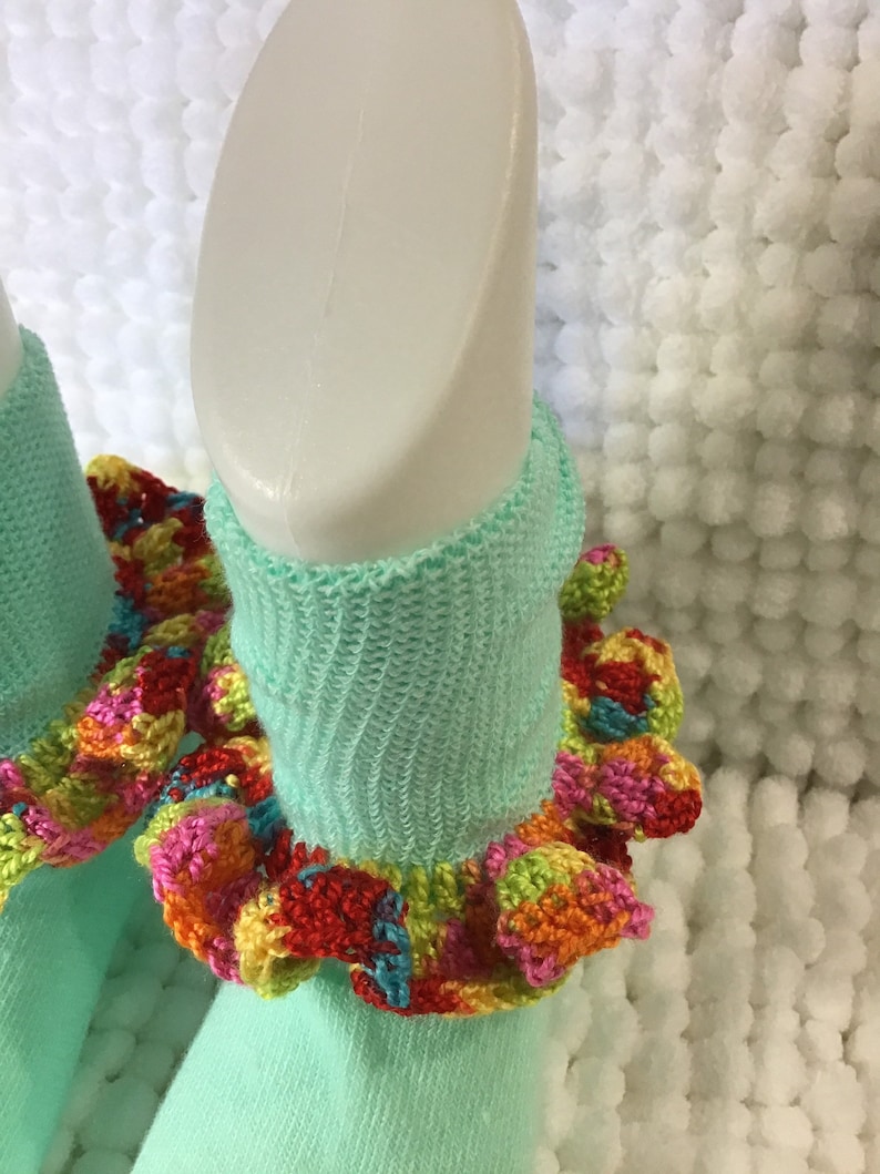 Infant baby girl socks frilly dainty crochet trim