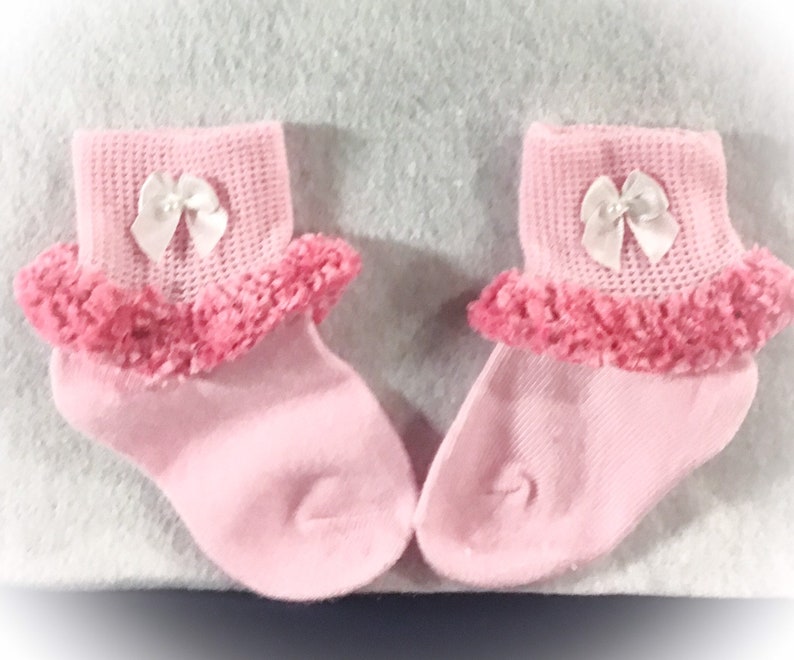 Toddler infantbaby socks with crochet trim