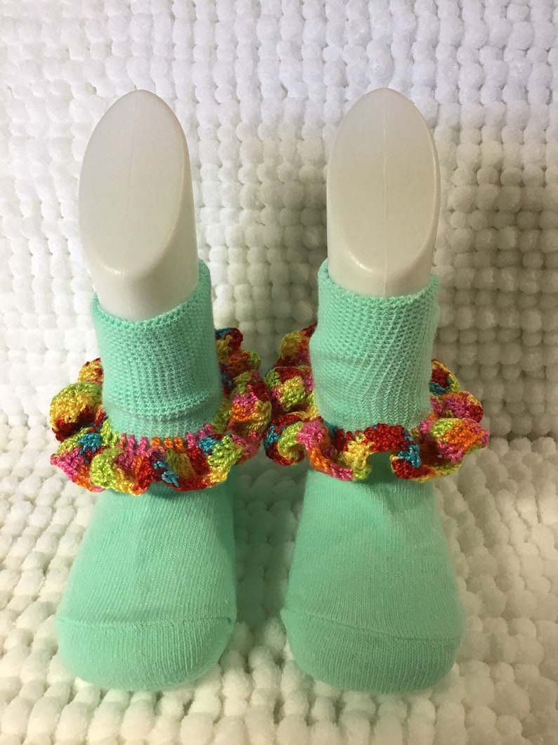 Infant baby girl socks frilly dainty crochet trim
