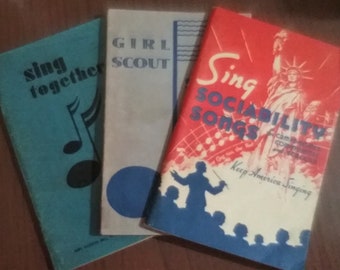 Set of 3 Vintage Song Books, softcover.