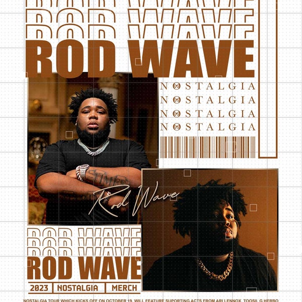 Paquete de diseño de camisetas ROD WAVE, archivo Png de Rod Wave Nostalgia, concierto de Rod Wave Nostalgia 2023, descarga digital del diseño del tour del rapero Rod Wave