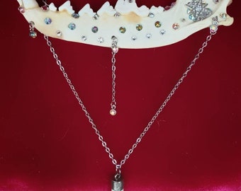 JAW BONE NECKLACE, Bone Necklace, Natural Jewelry, Unique Jewelry, Necklace, Emblished Jawbone, Fancy Bones, Boho Accessories, Boho Jewelry