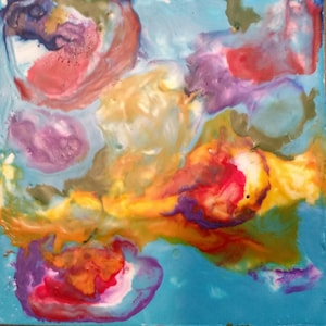 Original Art - Encaustic Painting - " Bold Blossoms" - Ready to Hang