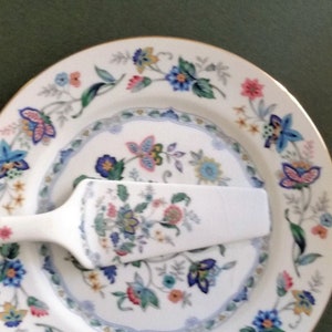 Andrea by Sadek- Cake Plate and Cake / Pie Server in &quot;Garden of India&quot; Pattern - Multi-Color Flowers - Discontinued Pattern - Wedding Gift