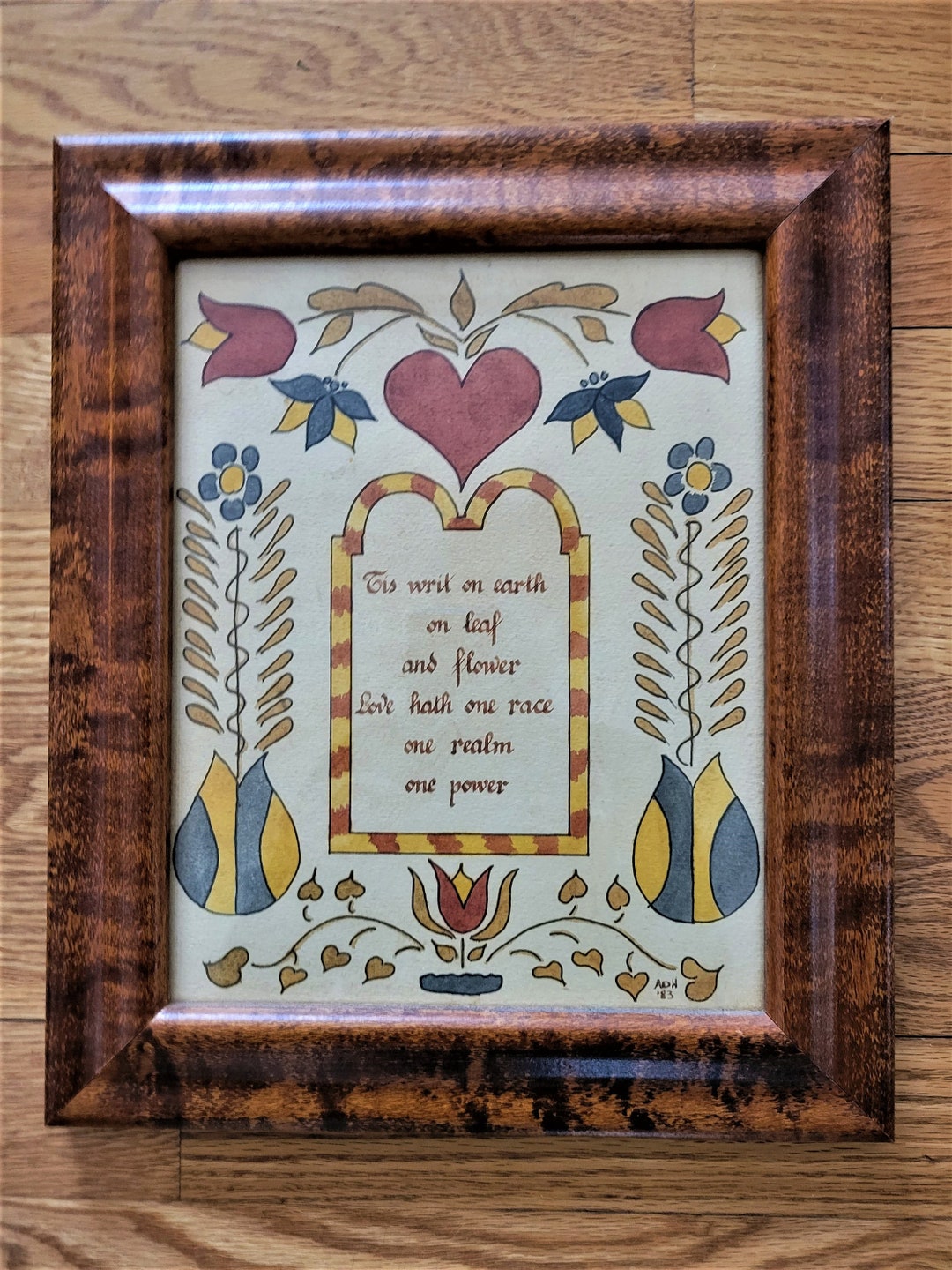 Original Pennsylvania Dutch Fraktur Signed & Dated by Artist German