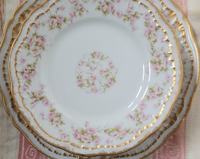 Theodore Haviland Limoge Antique Plates 844 Double Gold Scalloped Edge