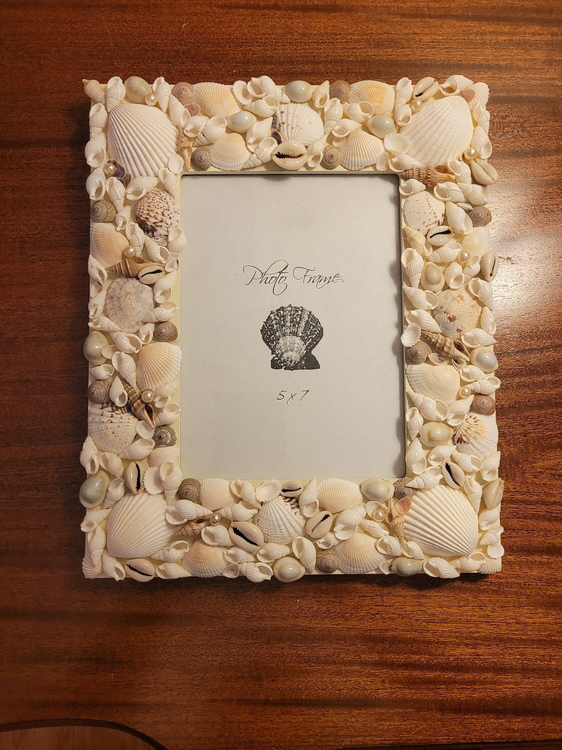 Frame Covered W/ Wonderful Variety of Seashells Accented W/ Pearls ...