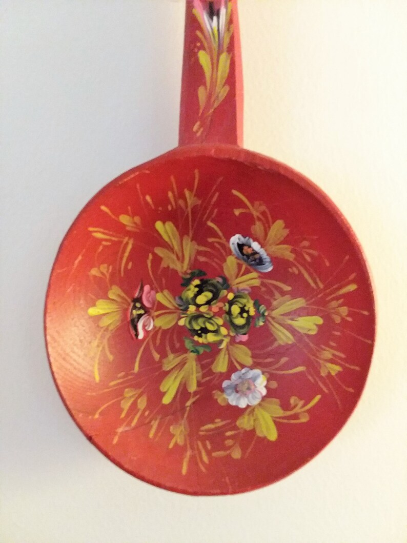 Italian Wood Tray and Spoon Folk Art From Italy Label Etsy