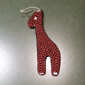 African Beaded Holiday Ornament - Hand Made in Kenya - Giraffe Decorated with Beads , Kwanzaa, Christmas Tree Ornament