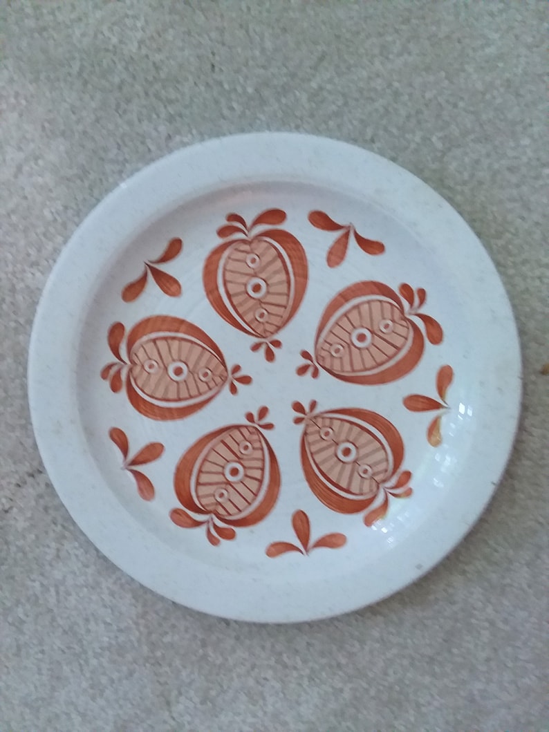 J /& G Meakin of England 9 Inch Dinner Plate Pippin Pattern Discontinued 1970s Danish Modern Style Serving Plate Midcentury Modern