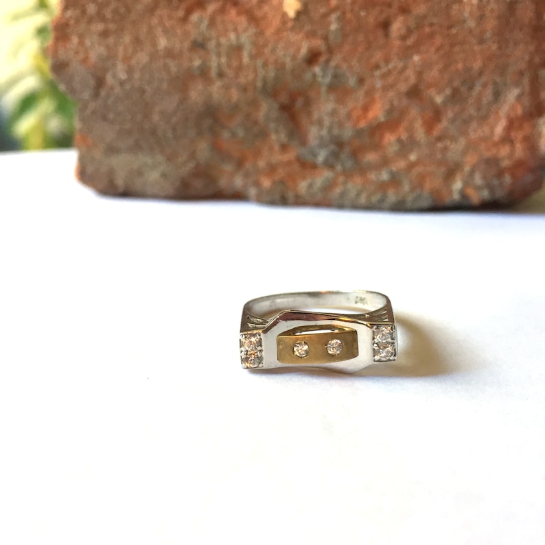 14K Solid White Gold Multistone Ring Solid Gold Jewelry Zircon Ring