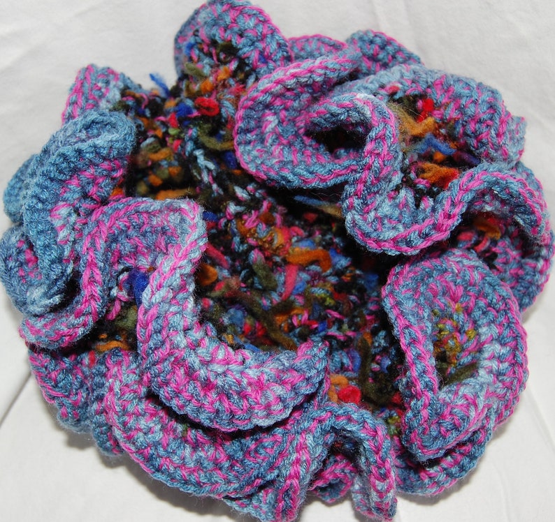 Pink and Blue 3D Crocheted Coral Sculpture decoration image 3