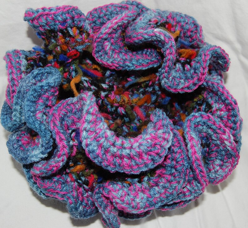 Pink and Blue 3D Crocheted Coral Sculpture decoration image 5