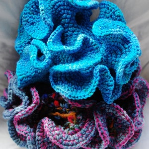 Pink and Blue 3D Crocheted Coral Sculpture decoration image 2