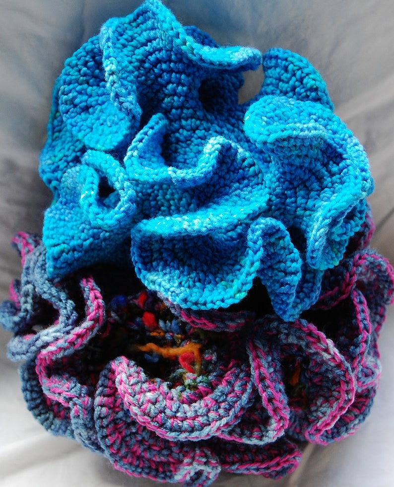 Pink and Blue 3D Crocheted Coral Sculpture decoration image 2