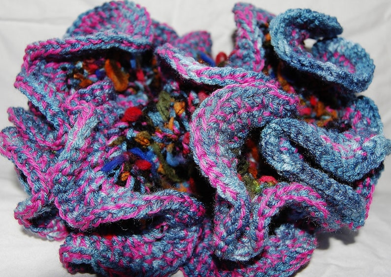 Pink and Blue 3D Crocheted Coral Sculpture decoration image 1