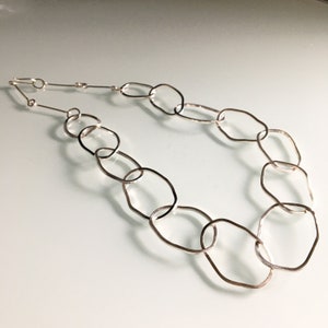 Silver handmade chain necklace, large link necklace, bold silver jewelry, made to order image 4