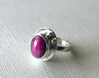 Élégante bague ovale rouge violet en argent sterling, bijoux chatoyants, cadeau d’anniversaire