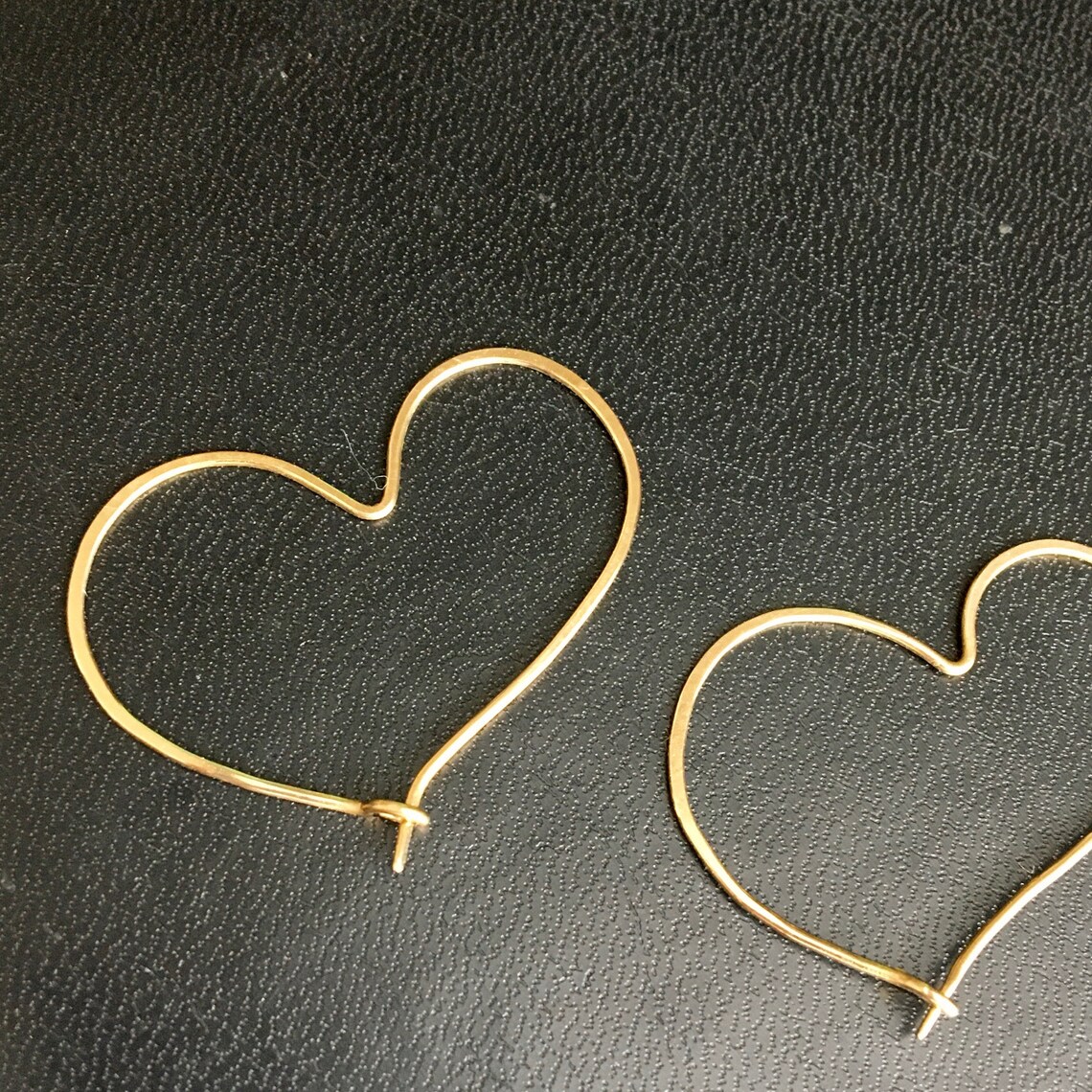 Gold Heart Hoop Earrings Dainty Thin Hoops Minimalist Etsy