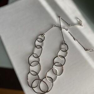 Silver handmade chain necklace, large link necklace, bold silver jewelry, made to order image 3