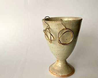 Gold ring drop earrings, fancy and feminine elegant gold jewelry