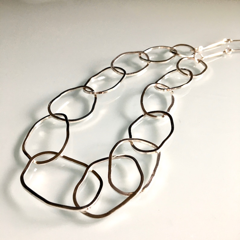 Silver handmade chain necklace, large link necklace, bold silver jewelry, made to order image 6