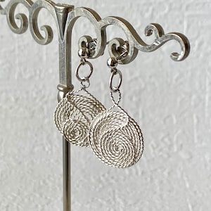 Sterling silver twisted wire refreshing summer earrings, delicate silver drop earrings