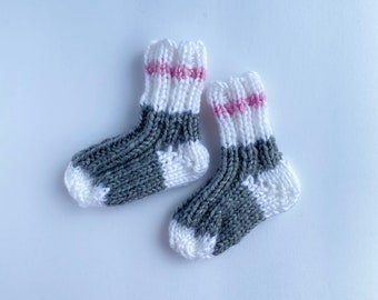 Newborn Baby Socks | Work Sock Motif | Handknit