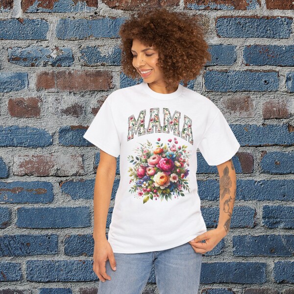 T-shirt met bloemenprint voor de liefste moeder - Moederdag cadeau - "Mama" print