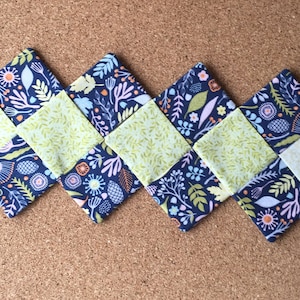 Cotton Fabric Coasters, Verde Azul, Alfombras de Taza, Conjunto de 4, Colores de Otoño, 100% Algodón