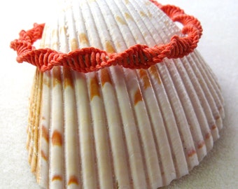 Macrame Pulsera Orange Tan Cotton Cord Espiral Square Knot Hippie Boho Designer Jewelry