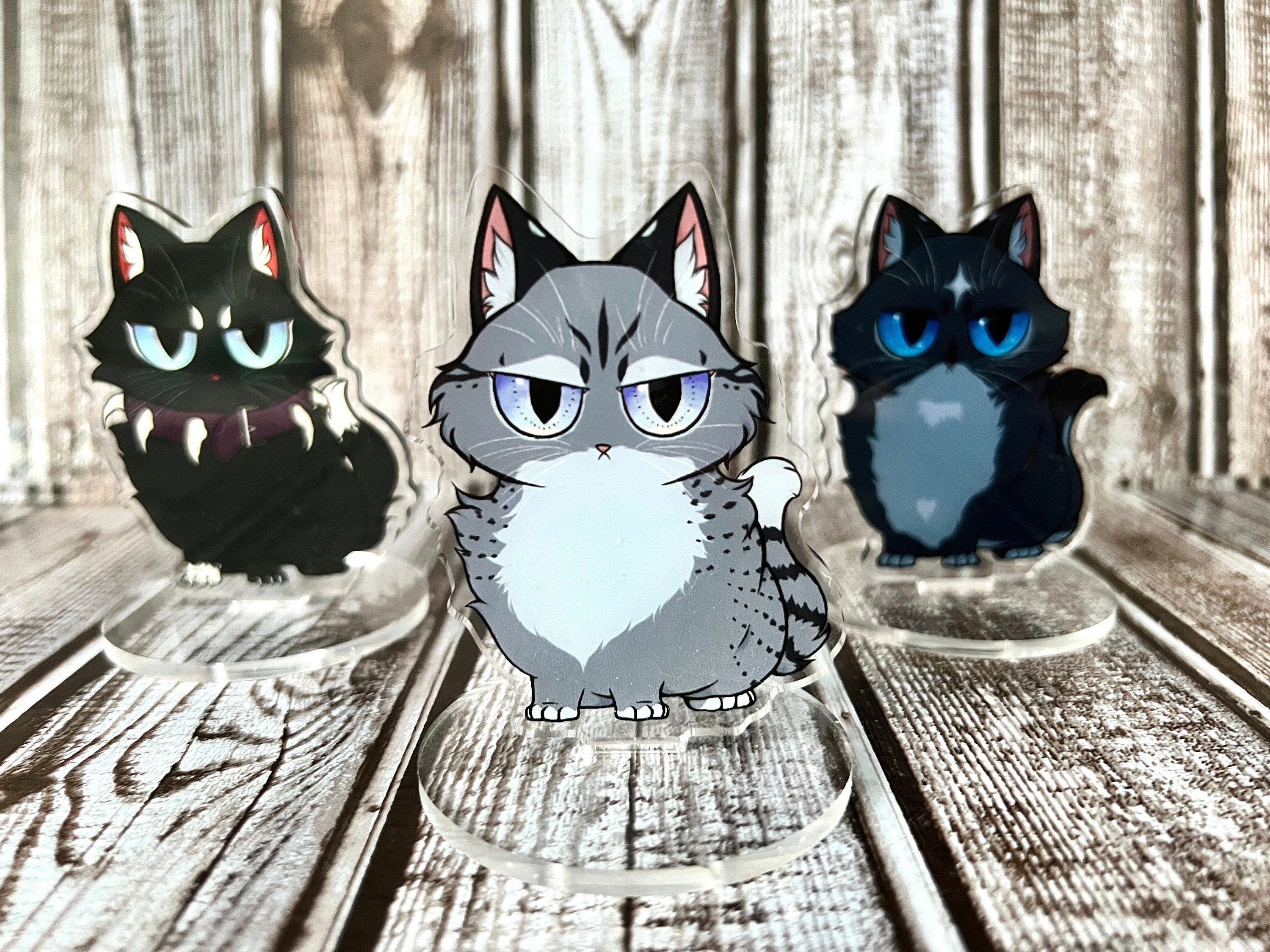 Cute Starry Warrior Cat Charms Keyrings 