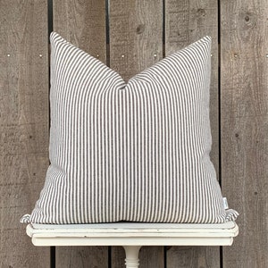 Modern Farmhouse Mini Black Striped Pillow Cover | Woven Stripe Pillow Cover | Farmhouse Pillow Cover | Solid Cream Backing | Zipper Closure