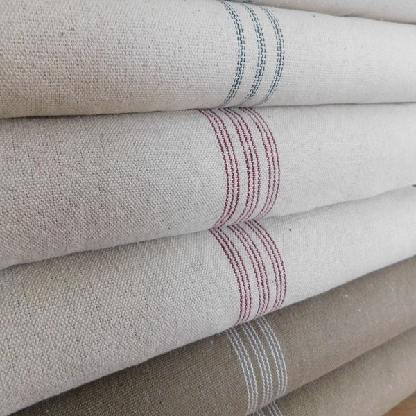 Farmhouse Fabric By The Yard | Grain Sack Fabric | Ticking Fabric | 9 Stripe Fabric | 54" Wide | Upholstery Weight | CONTINUOUS PIECE