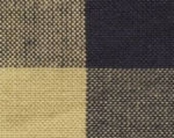 Checked Gingham Fabric | Homespun | Primitive Fabric | Country Fabric | Navy & Wheat