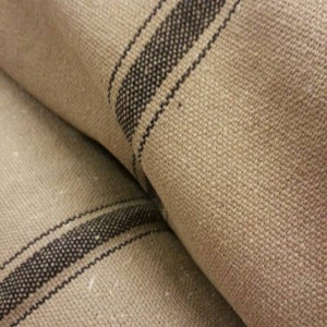 Grain Sack Fabric - Farmhouse Fabric - Ticking Fabric - Brown w/Black 3 Stripe - 54" Wide - Upholstery Weight