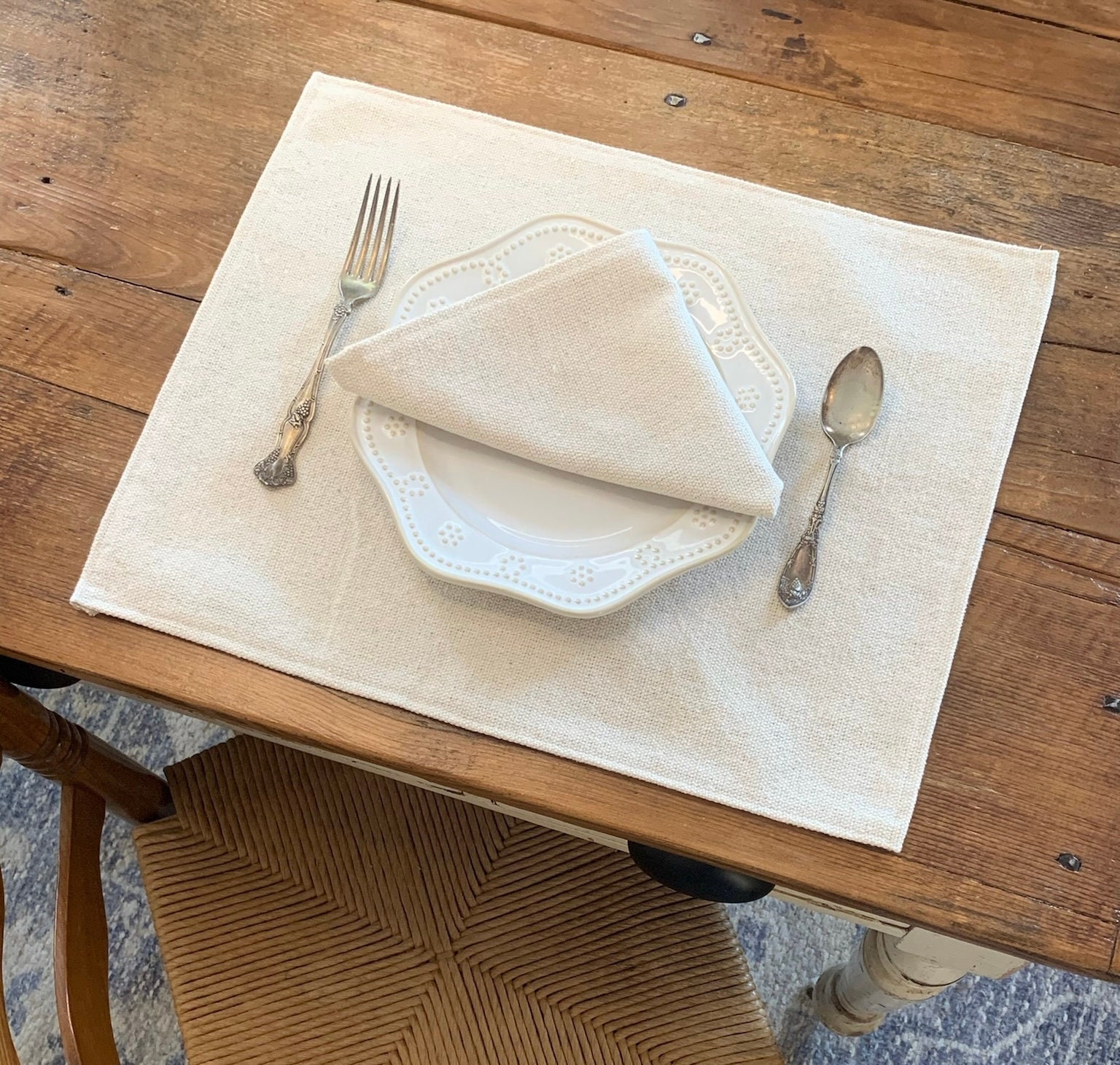 Beige Tischset | Getreidesack Platzset | Creme Stoff | Kein Streifen