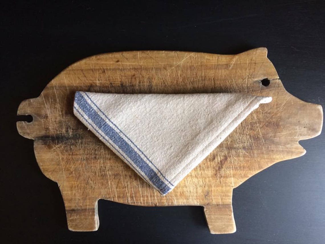 Farmhouse Napkin Grain Sack Napkin Beige Fabric Blue 3 - Etsy